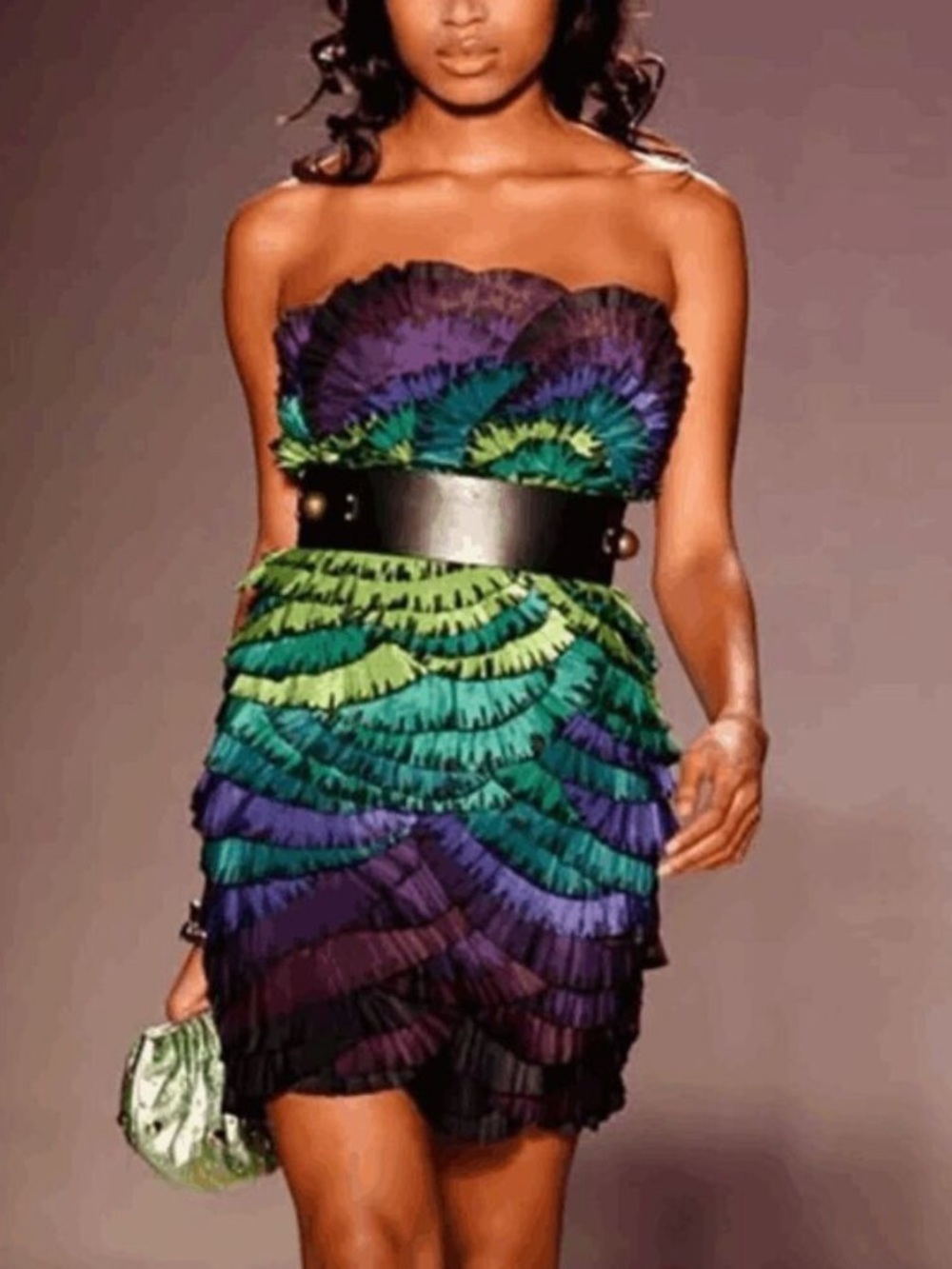 Diane Von Furstenberg Josun Silk Strapless Ruffled Runway Dress
